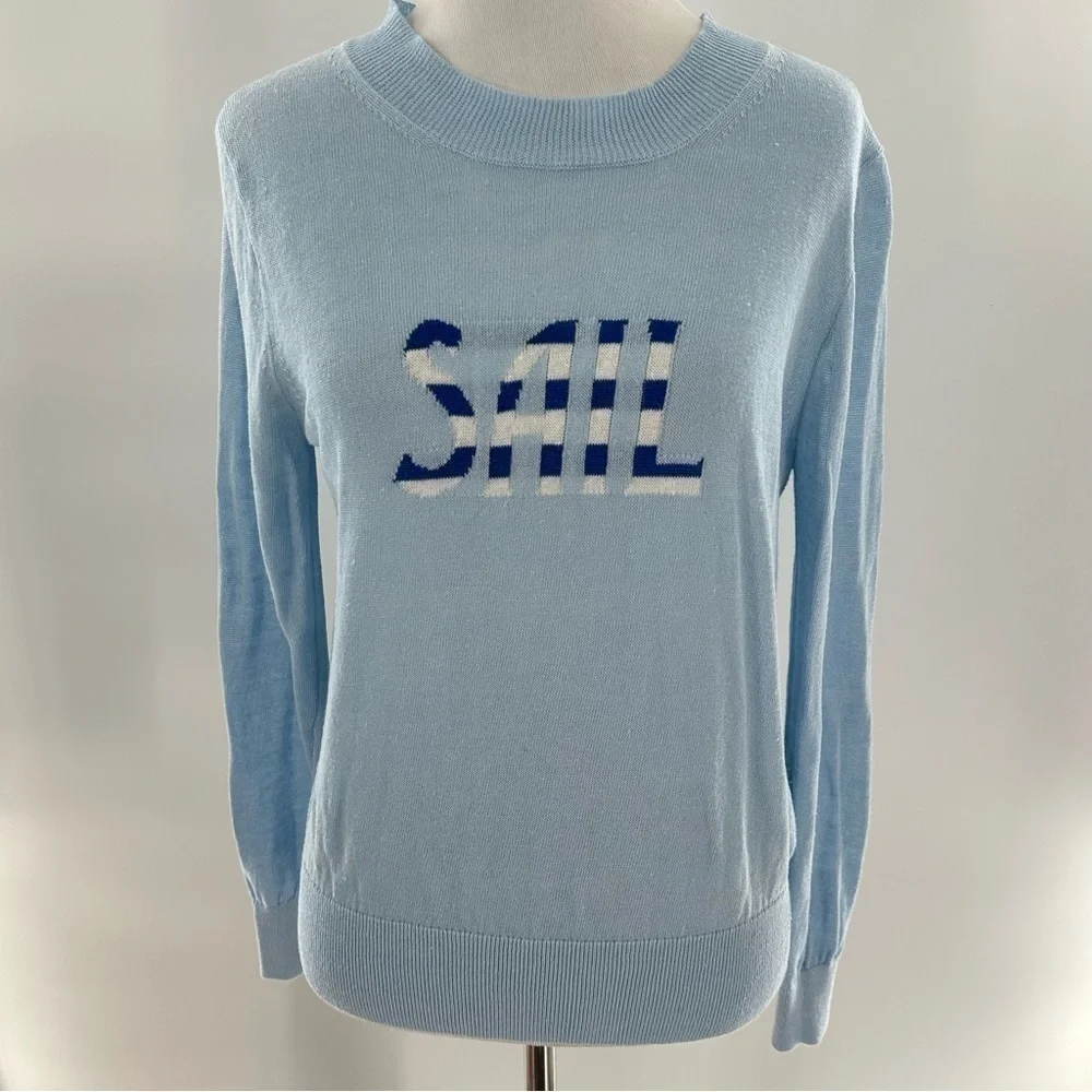 J crew womens sail sweater size S 66% linen blue nautical preppy coastal - Picture 10 of 10